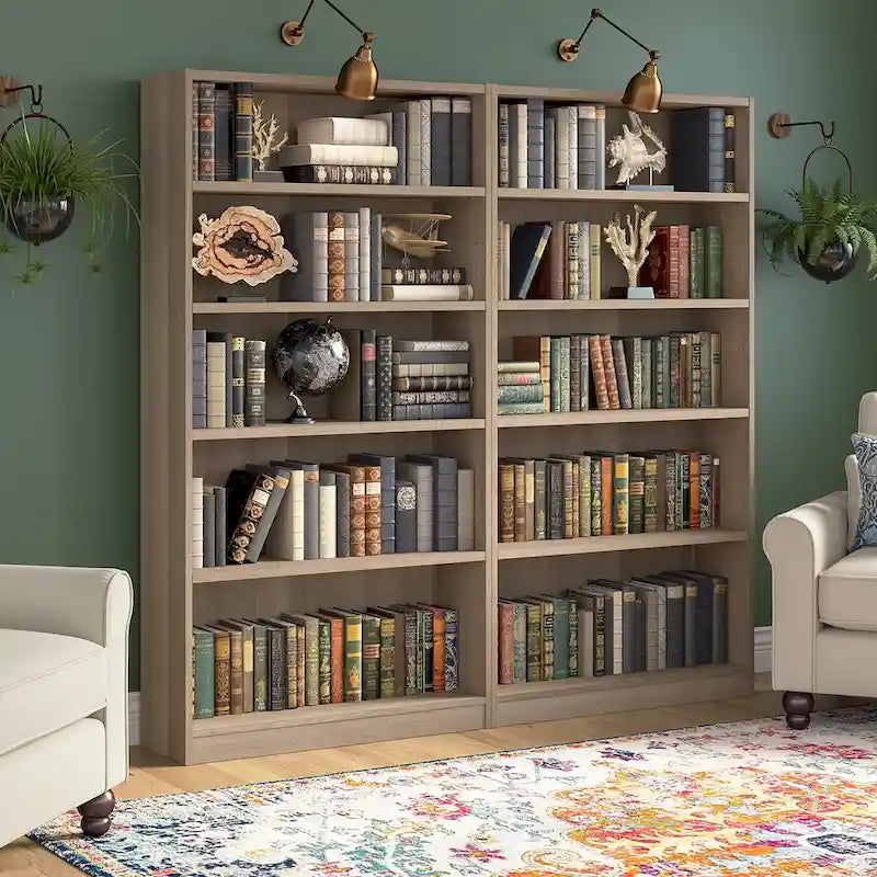 Bibliothèque de rangement universelle haute à 5 étagères – Lot de 2 par