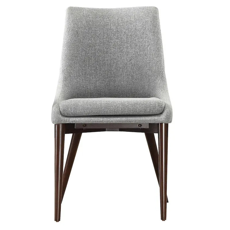 Chaises de salle à manger Sasha en tissu gris du milieu du siècle avec pieds coniques (Lot de 2)