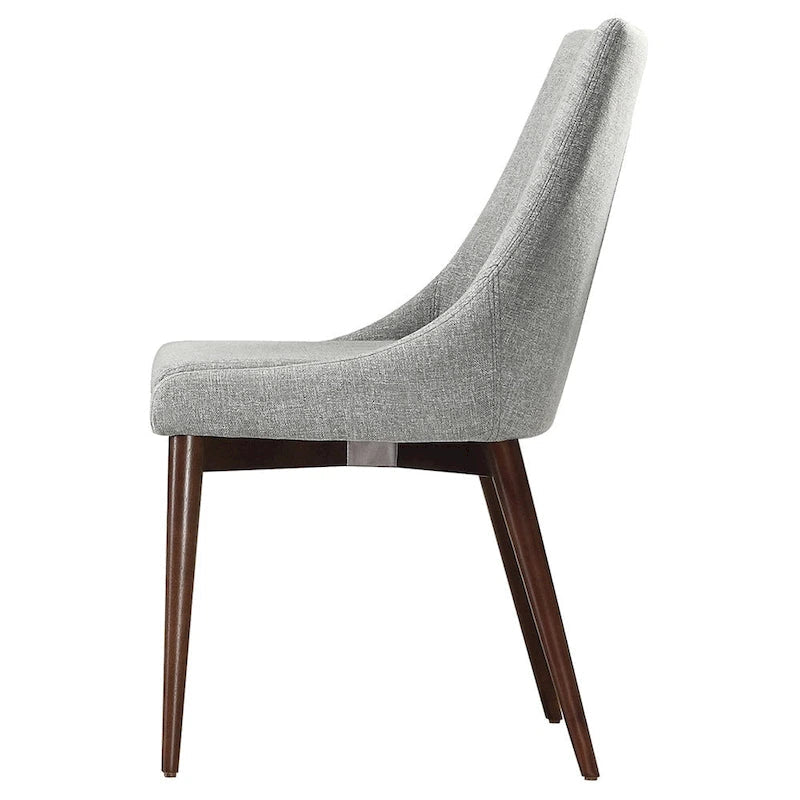 Chaises de salle à manger Sasha en tissu gris du milieu du siècle avec pieds coniques (Lot de 2)