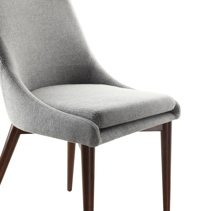 Chaises de salle à manger Sasha en tissu gris du milieu du siècle avec pieds coniques (Lot de 2)