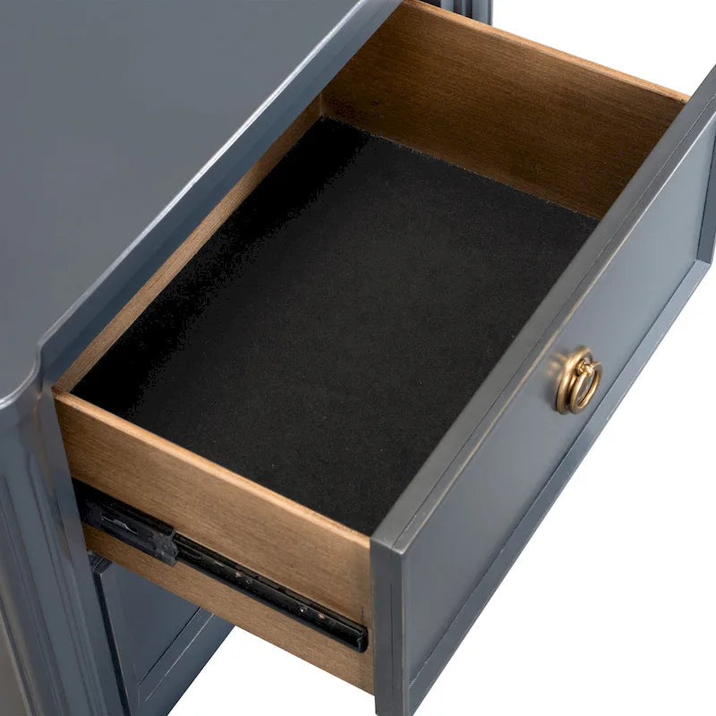Table de chevet Arlena moderne en bois massif avec ports USB