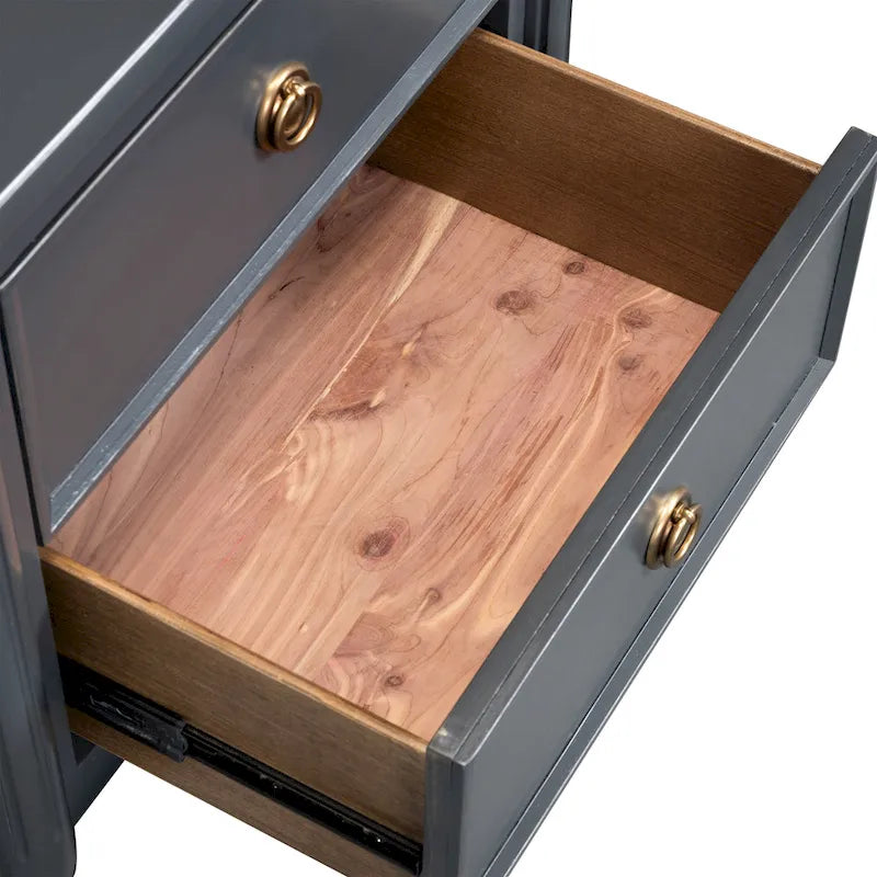 Table de chevet Arlena moderne en bois massif avec ports USB