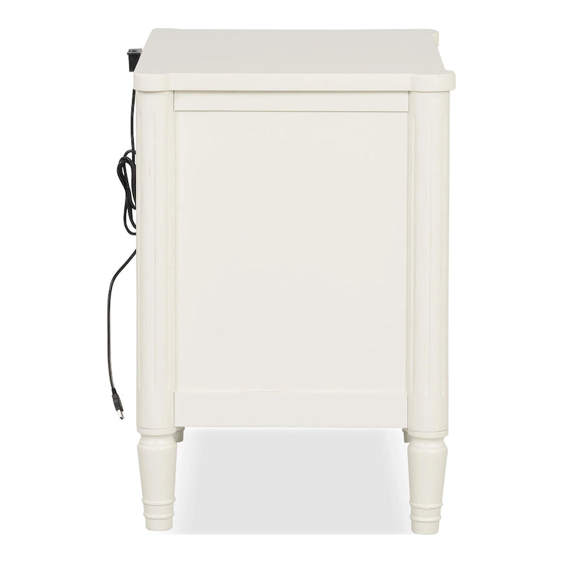 Table de chevet Arlena moderne en bois massif avec ports USB