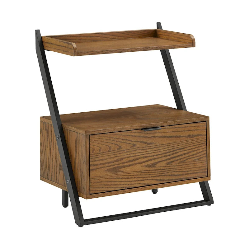 Table de chevet Eldersley bicolore noire et chêne par