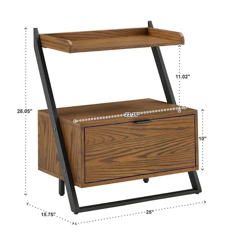 Table de chevet Eldersley bicolore noire et chêne par