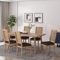 Chaise de salle à manger tapissée en bois et cannage de style champêtre Regina (lot de 6)