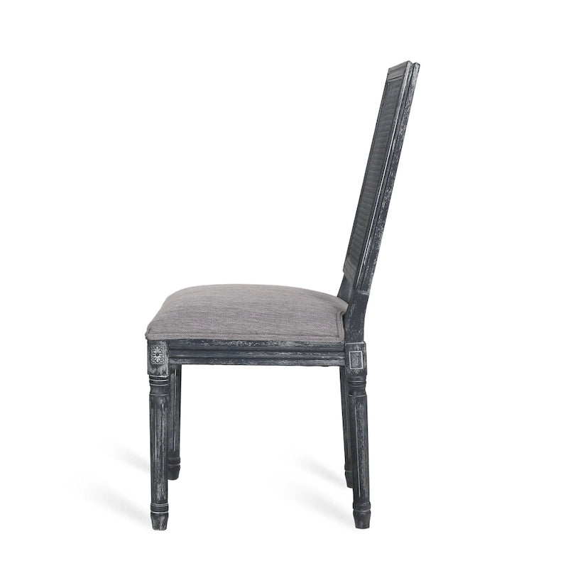 Chaise de salle à manger tapissée en bois et cannage de style champêtre Regina (lot de 6)
