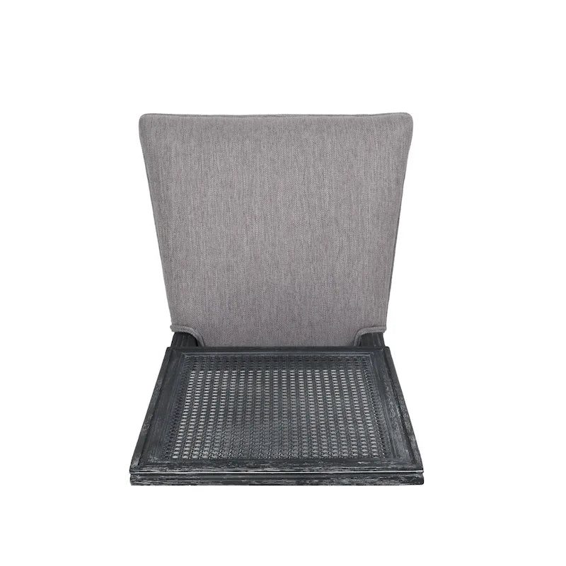 Chaise de salle à manger tapissée en bois et cannage de style champêtre Regina (lot de 6)