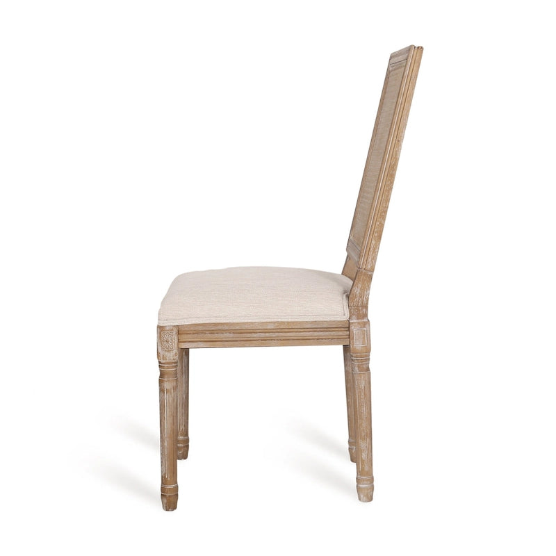 Chaise de salle à manger tapissée en bois et cannage de style champêtre Regina (lot de 6)