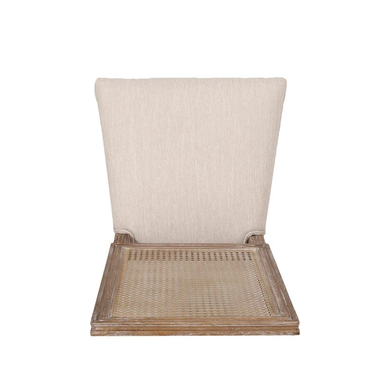 Chaise de salle à manger tapissée en bois et cannage de style champêtre Regina (lot de 6)