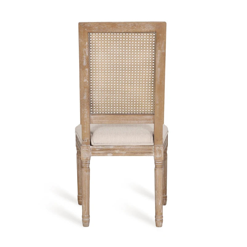 Chaise de salle à manger tapissée en bois et cannage de style champêtre Regina (lot de 6)