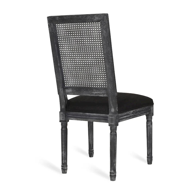 Chaise de salle à manger tapissée en bois et cannage de style champêtre Regina (lot de 6)