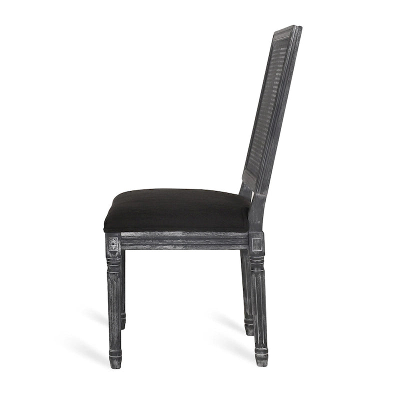 Chaise de salle à manger tapissée en bois et cannage de style champêtre Regina (lot de 6)
