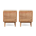 Tables de chevet Eakins Boho en bois d'acacia fabriquées à la main (lot de 2) par