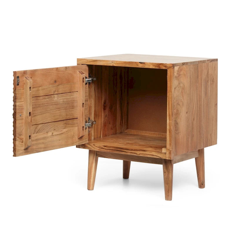 Tables de chevet Eakins Boho en bois d'acacia fabriquées à la main (lot de 2) par