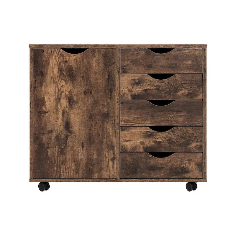 Meuble de rangement à 5 tiroirs en bois avec roulettes - Organisateur d'artisanat et tiroir de maquillage pour placard et chambre à coucher