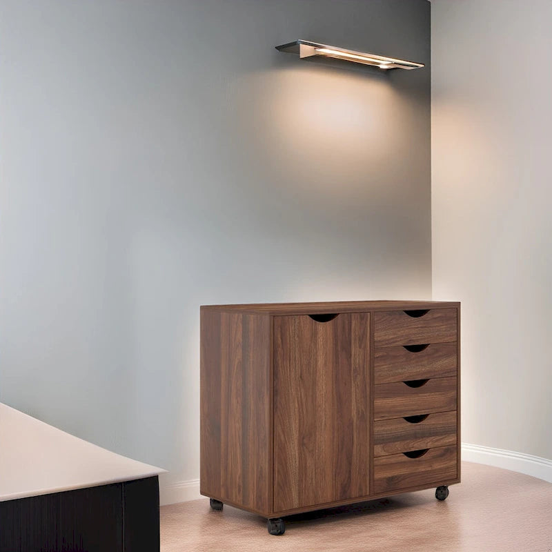 Meuble de rangement à 5 tiroirs en bois avec roulettes - Organisateur d'artisanat et tiroir de maquillage pour placard et chambre à coucher