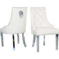 Lot de 2 chaises de salle à manger en velours, chaises de salle à manger rembourrées capitonnées avec clous décoratifs, pieds en acier inoxydable et anneau de traction tête de lion