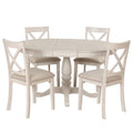 Ensemble de salle à manger extensible en bois avec abattants ronds et 4 chaises rembourrées
