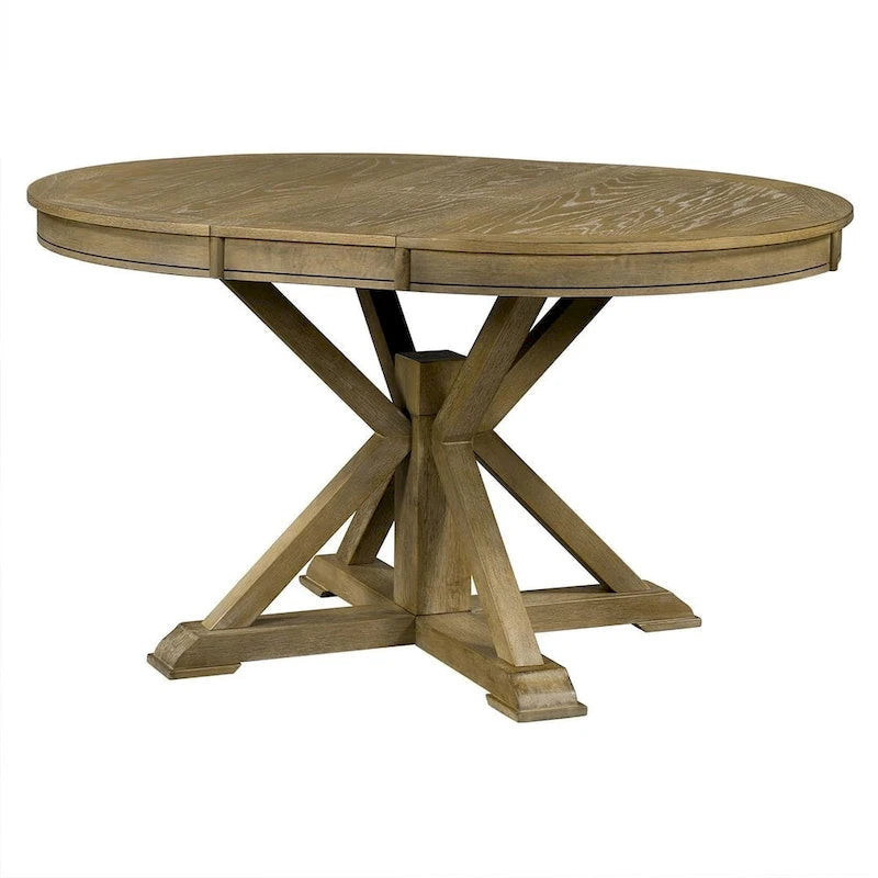 Ensemble de salle à manger extensible en bois avec abattants ronds et 4 chaises rembourrées