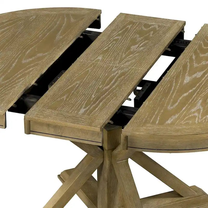 Ensemble de salle à manger extensible en bois avec abattants ronds et 4 chaises rembourrées