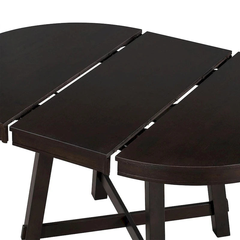 Ensemble de salle à manger extensible en bois avec abattants ronds et 4 chaises rembourrées