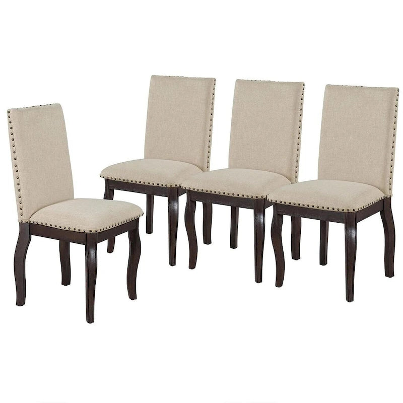 Ensemble de salle à manger extensible en bois avec abattants ronds et 4 chaises rembourrées