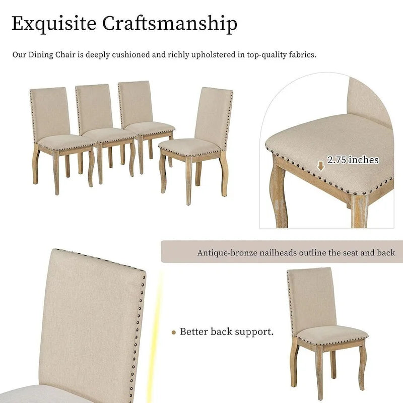 Ensemble de salle à manger extensible en bois avec abattants ronds et 4 chaises rembourrées