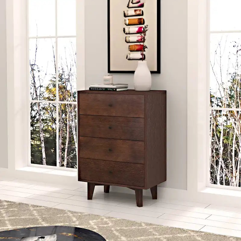 Commode à 4 tiroirs avec poignée ronde rétro