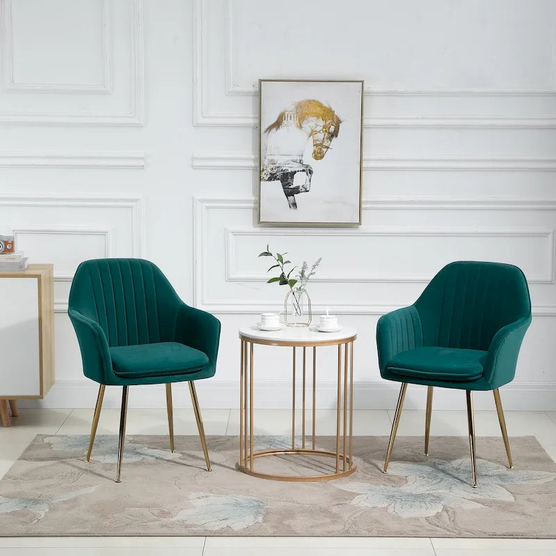 Paire de chaises d'appoint en velours pour salle à manger
