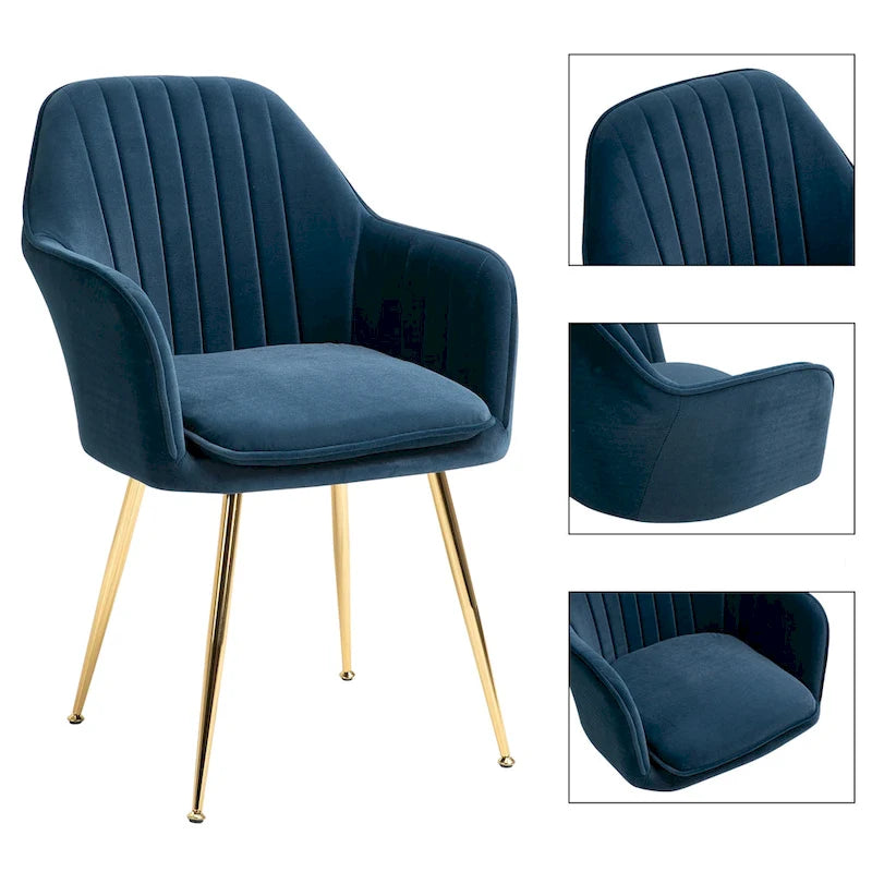 Paire de chaises d'appoint en velours pour salle à manger
