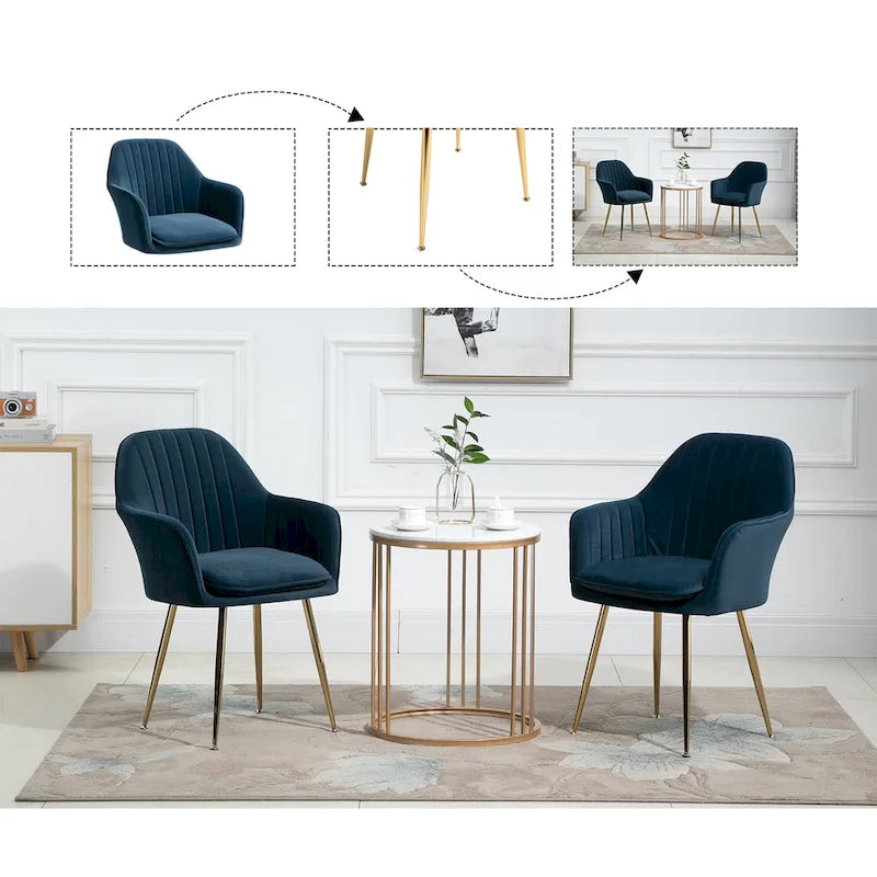 Paire de chaises d'appoint en velours pour salle à manger