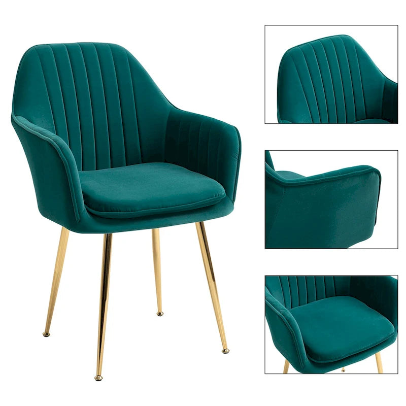 Paire de chaises d'appoint en velours pour salle à manger