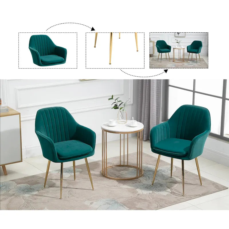 Paire de chaises d'appoint en velours pour salle à manger