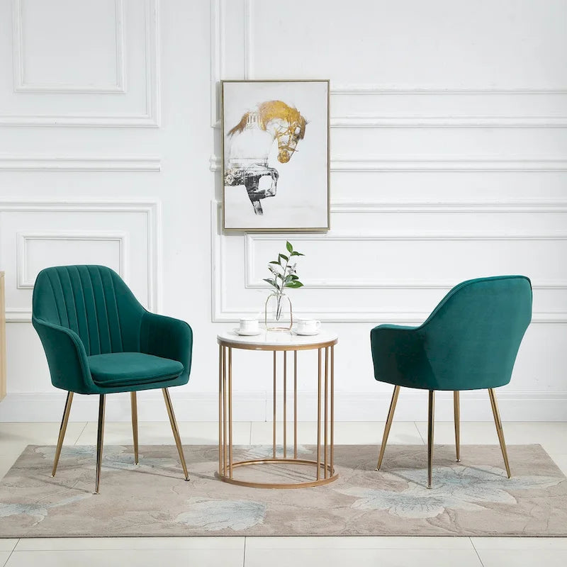 Paire de chaises d'appoint en velours pour salle à manger