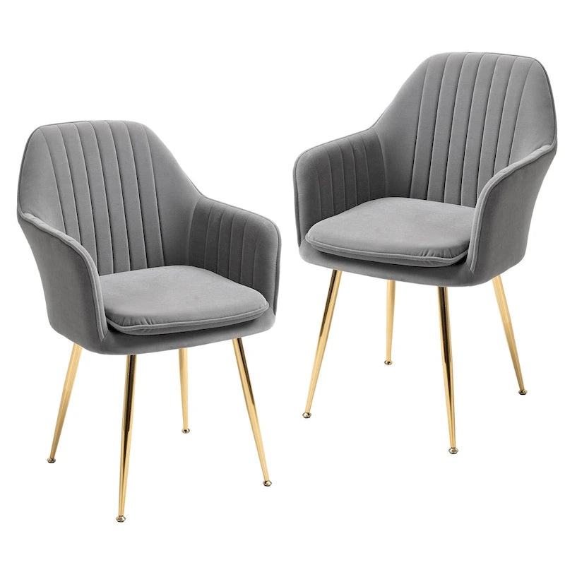 Paire de chaises d'appoint en velours pour salle à manger