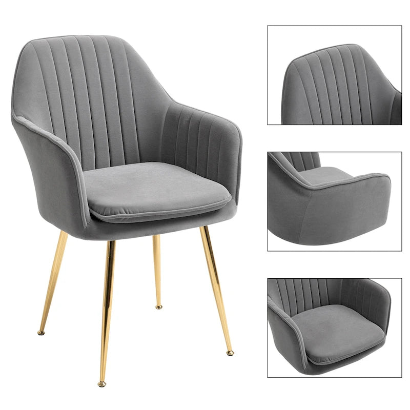 Paire de chaises d'appoint en velours pour salle à manger