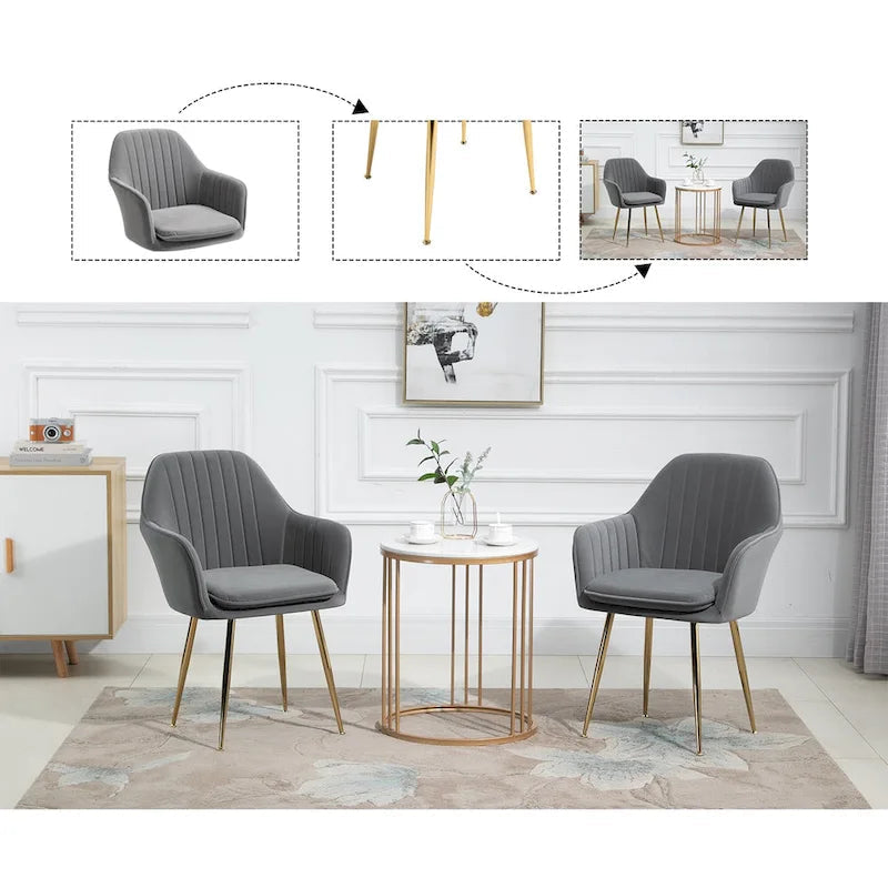 Paire de chaises d'appoint en velours pour salle à manger