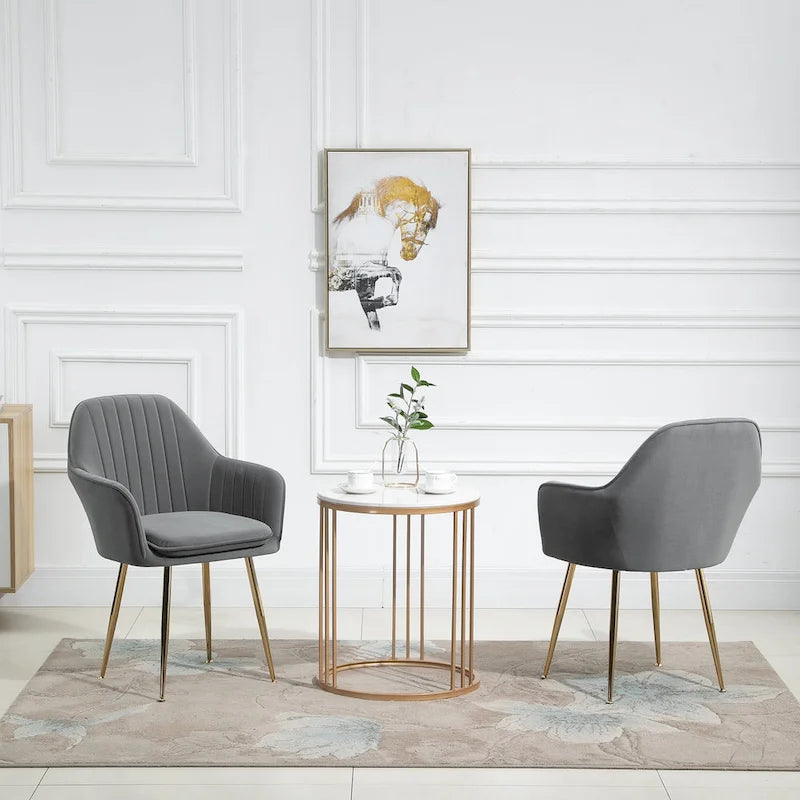 Paire de chaises d'appoint en velours pour salle à manger