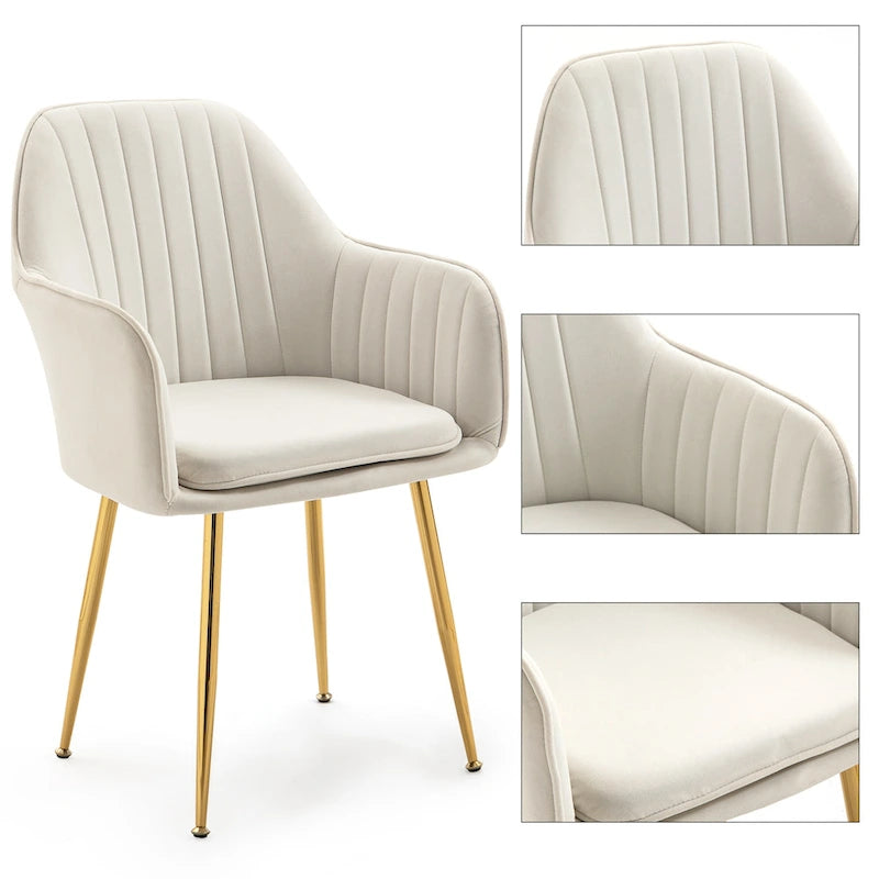 Paire de chaises d'appoint en velours pour salle à manger