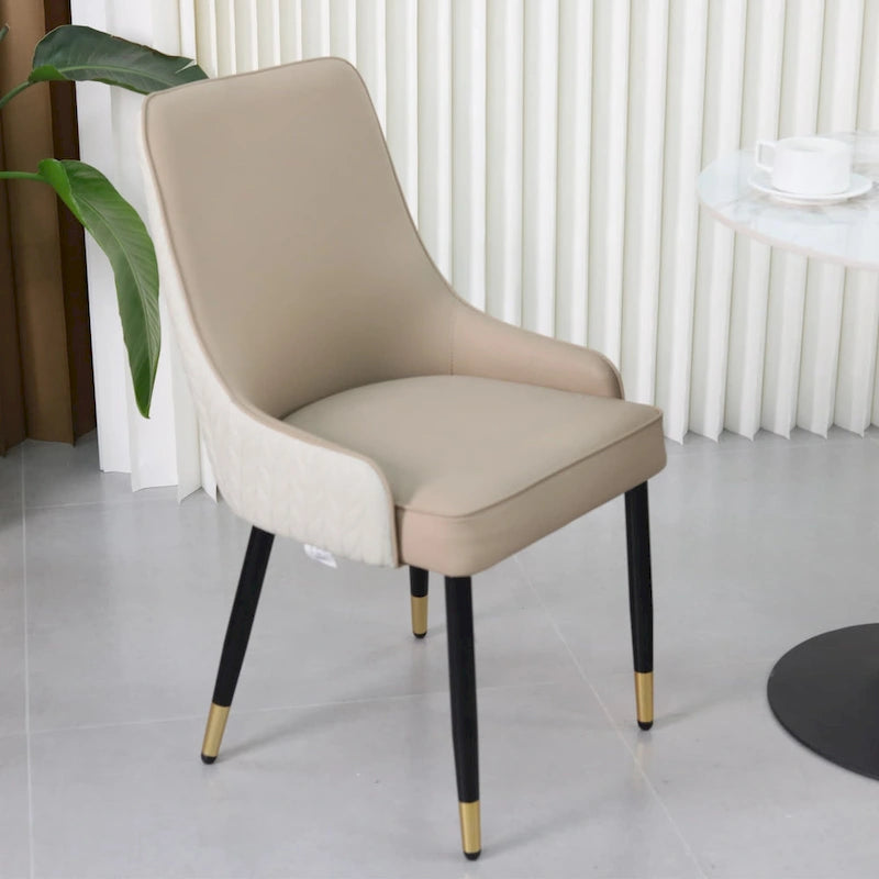 Ensemble de 2 chaises de salle à manger luxueuses rembourrées en cuir microfibre avec anneau de traction tête de lion