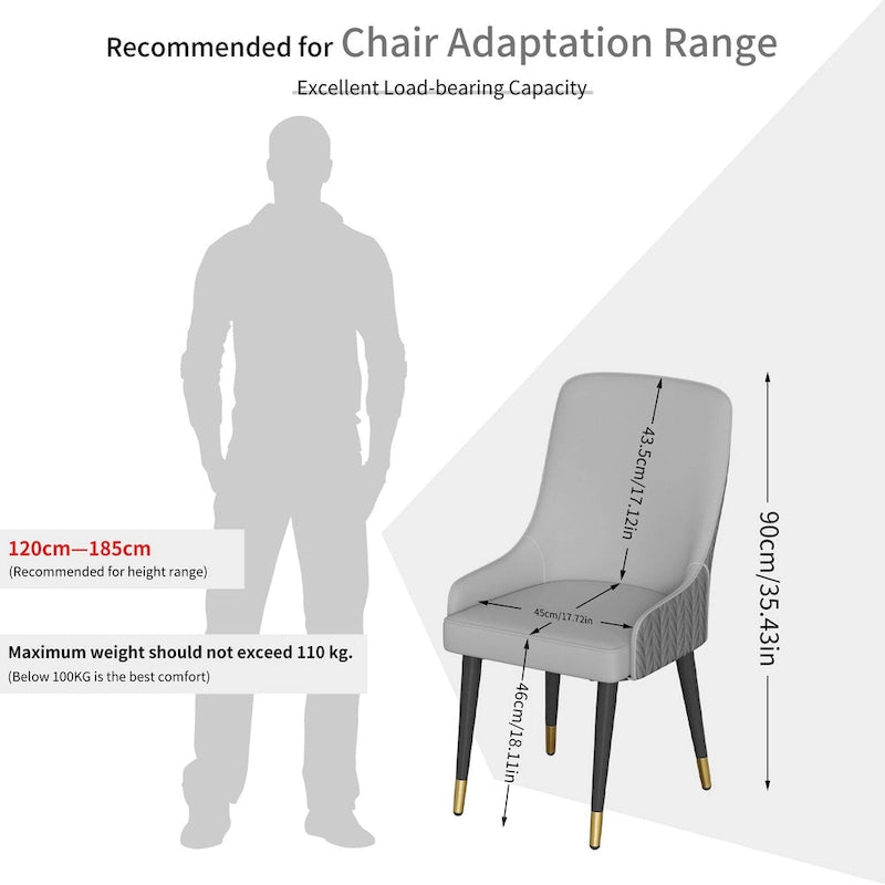 Ensemble de 2 chaises de salle à manger luxueuses rembourrées en cuir microfibre avec anneau de traction tête de lion