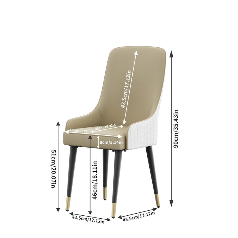Ensemble de 2 chaises de salle à manger luxueuses rembourrées en cuir microfibre avec anneau de traction tête de lion