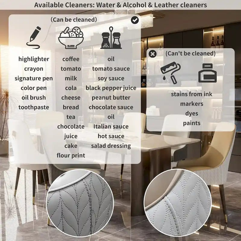 Ensemble de 2 chaises de salle à manger luxueuses rembourrées en cuir microfibre avec anneau de traction tête de lion