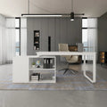 Bureau de direction en L avec caisson de rangement pour la maison et le bureau