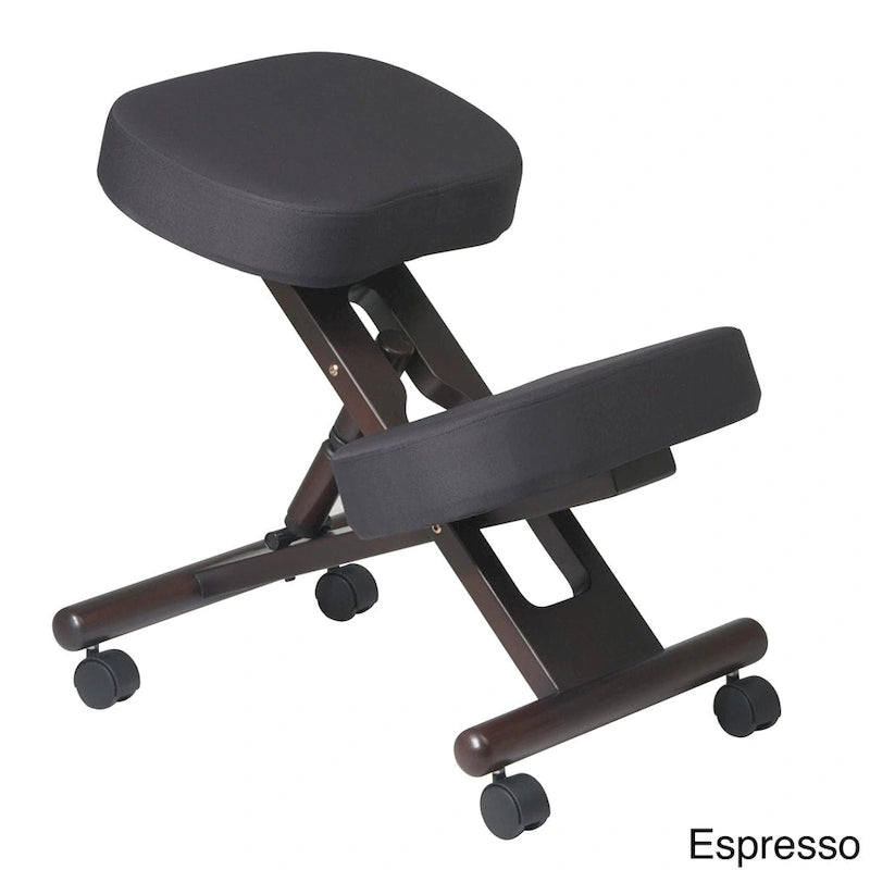 Siège de bureau ergonomique à roulettes en bois et mousse à mémoire de forme pour les genoux