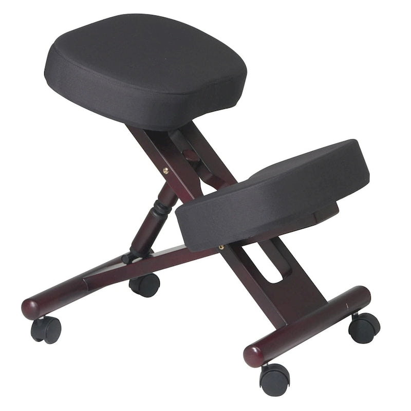 Siège de bureau ergonomique à roulettes en bois et mousse à mémoire de forme pour les genoux