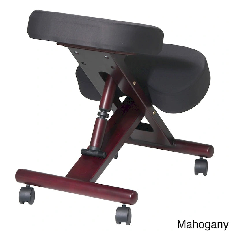 Siège de bureau ergonomique à roulettes en bois et mousse à mémoire de forme pour les genoux