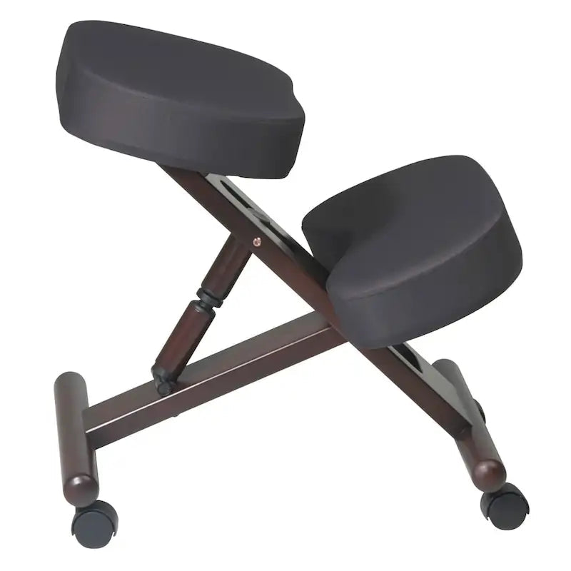 Siège de bureau ergonomique à roulettes en bois et mousse à mémoire de forme pour les genoux