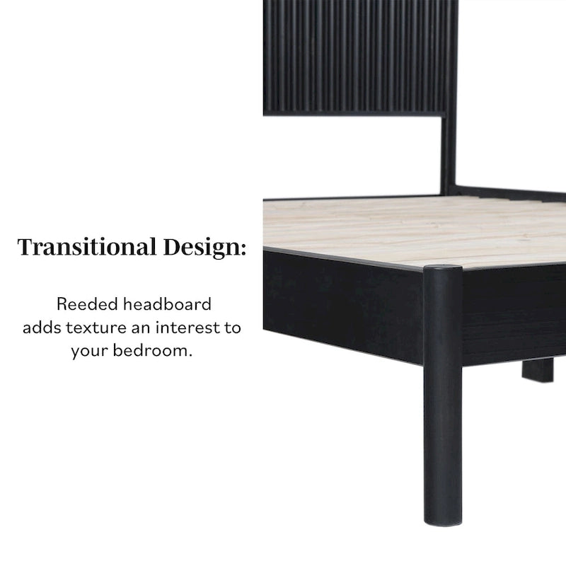Lit Queen en bois massif de style transitionnel
